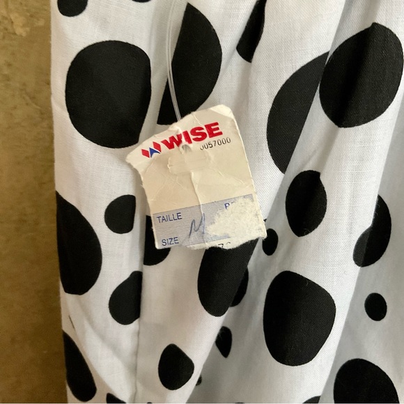 Vintage 80s Polka Dot Belted Smock Bib Dress - Picture 5 of 7